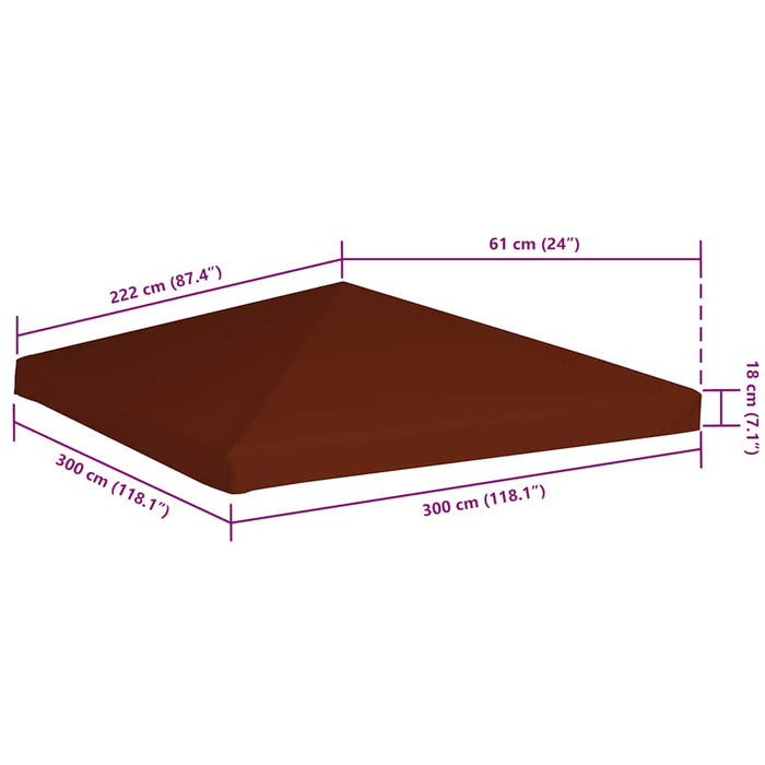 Acoperiș pentru pavilion, 3 x 3 m, cărămiziu, 310 g/m² - WALTI WALTI