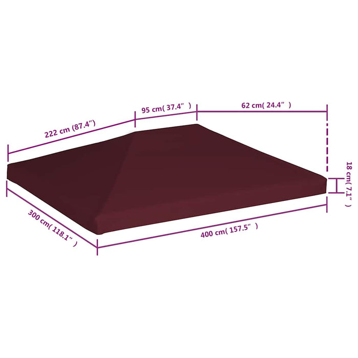 Acoperiș pentru pavilion, 310 g/m², roșu bordo, 3 x 4 m - WALTI WALTI