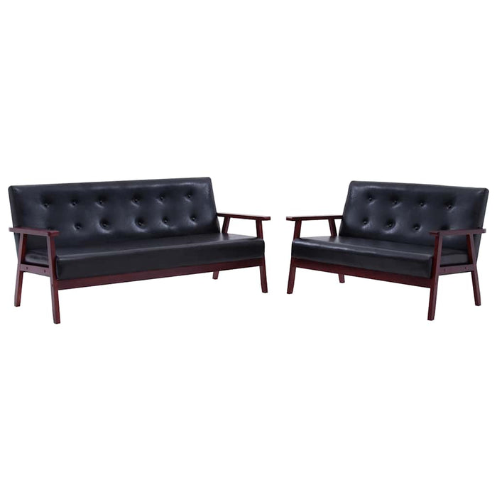 Set de canapele, 2 piese, negru, piele ecologică - WALTI WALTI