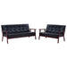 Set de canapele, 2 piese, negru, piele ecologică - WALTI WALTI