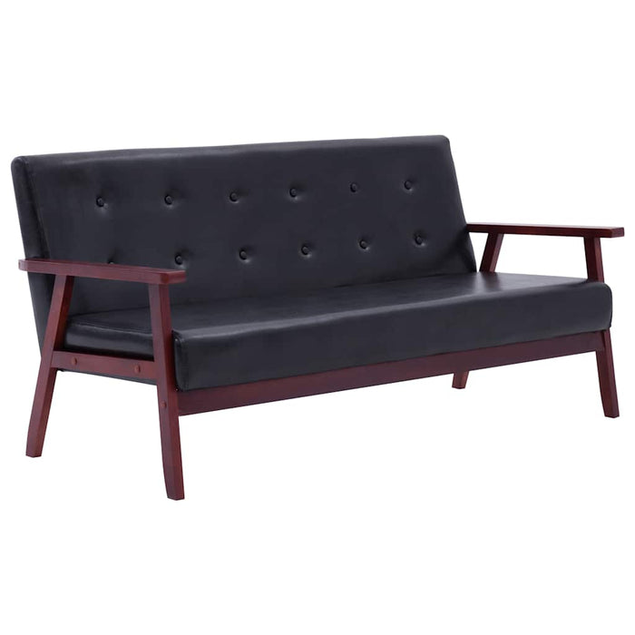 Set de canapele, 2 piese, negru, piele ecologică - WALTI WALTI