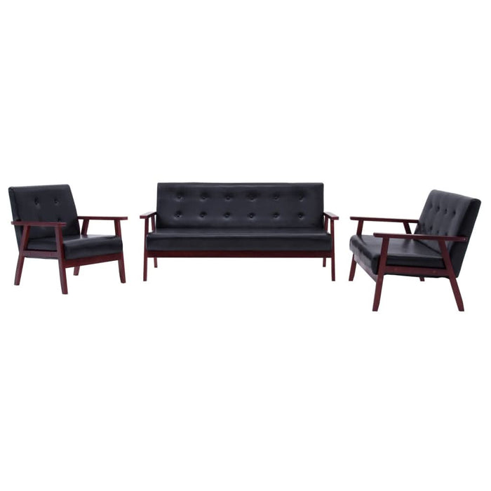 Set canapea, 3 piese., negru, piele artificială - WALTI WALTI
