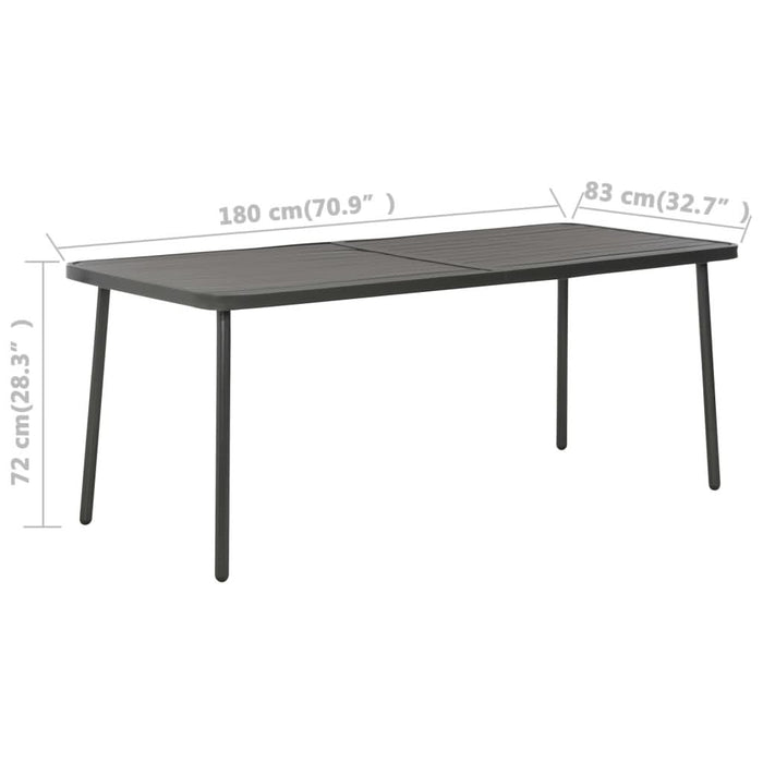 Masă de grădină gri închis 180x83x72 cm oțel - WALTI WALTI
