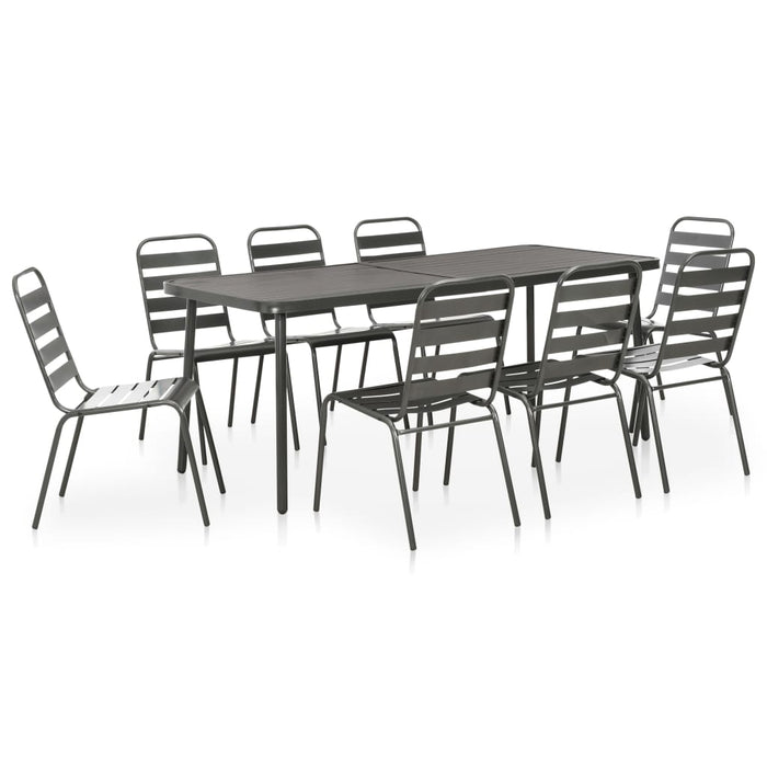 Set mobilier de exterior, 9 piese, gri închis, oțel - WALTI WALTI