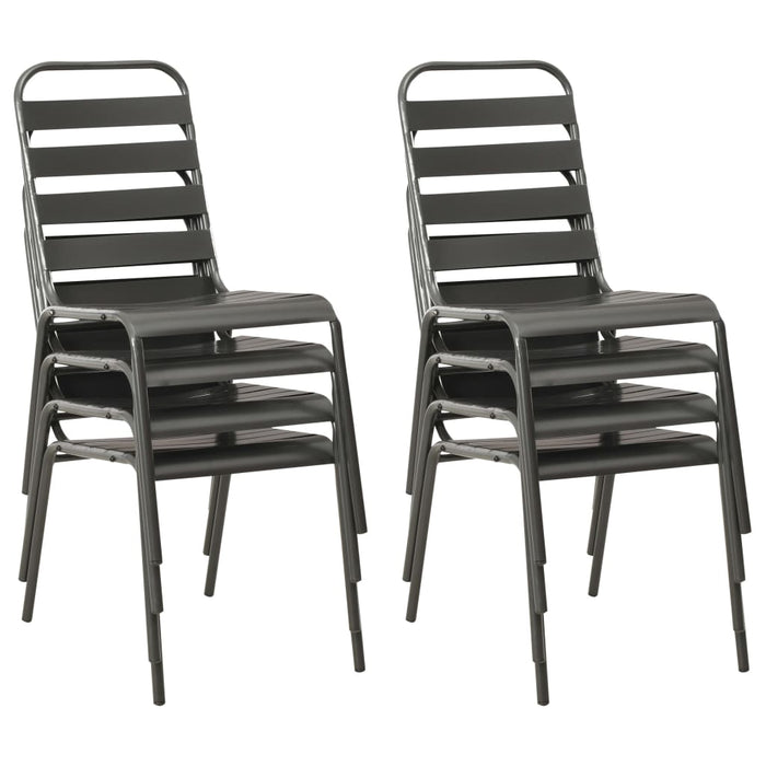 Set mobilier de exterior, 9 piese, gri închis, oțel - WALTI WALTI