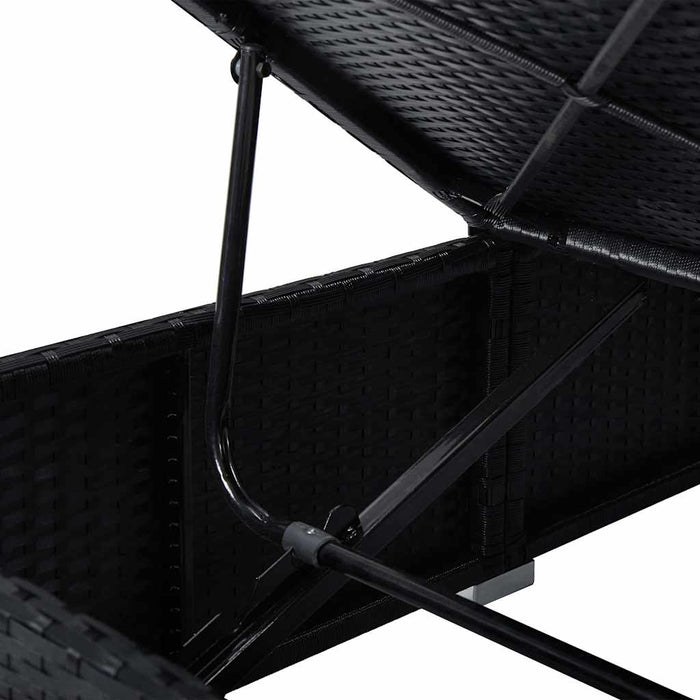 Șezlonguri pentru grădină cu pernă 3 pcs Negru Rattan poli WALTI