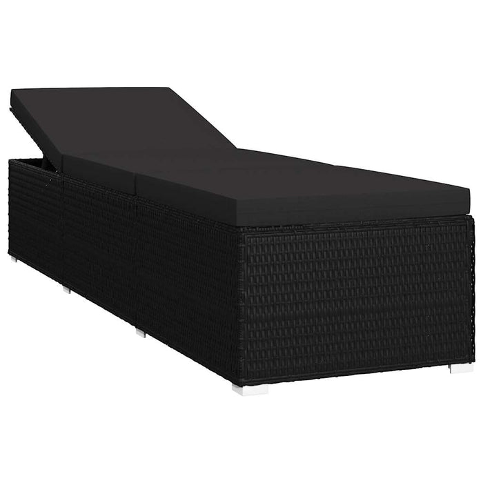 Șezlonguri pentru grădină cu pernă 3 pcs Negru Rattan poli WALTI