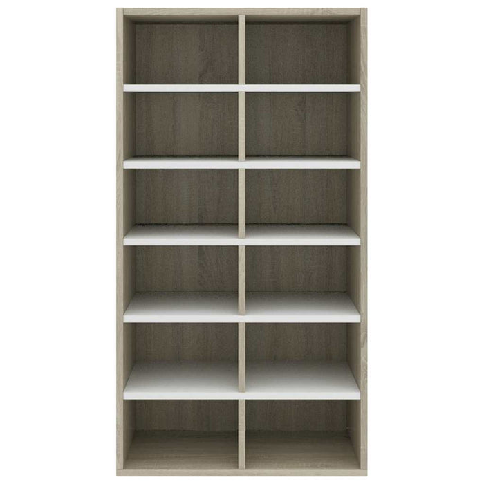 Pantofar, alb & stejar sonoma, 54x34x100,5 cm, lemn compozit WALTI
