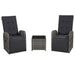Set mobilier bistro cu perne, 3 piese, gri, poliratan - WALTI WALTI