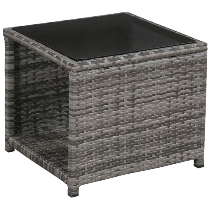 Set mobilier bistro cu perne, 3 piese, gri, poliratan - WALTI WALTI