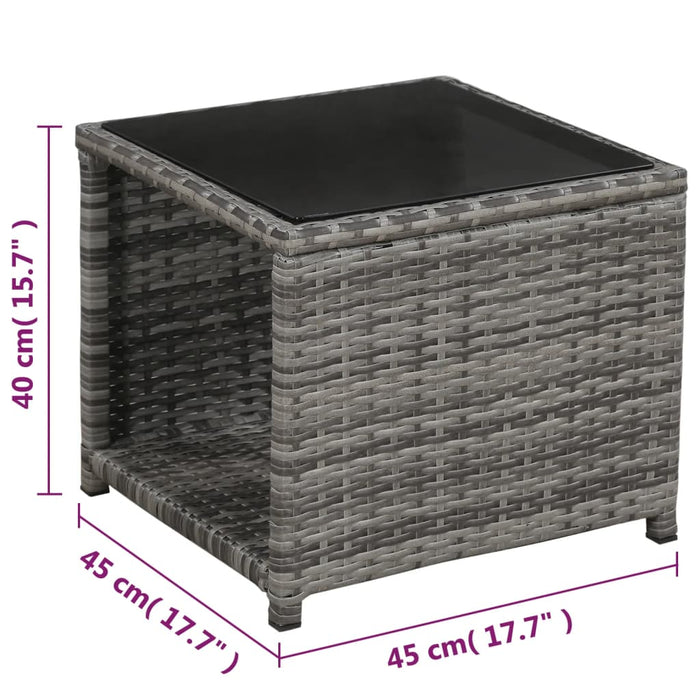 Set mobilier bistro cu perne, 3 piese, gri, poliratan - WALTI WALTI
