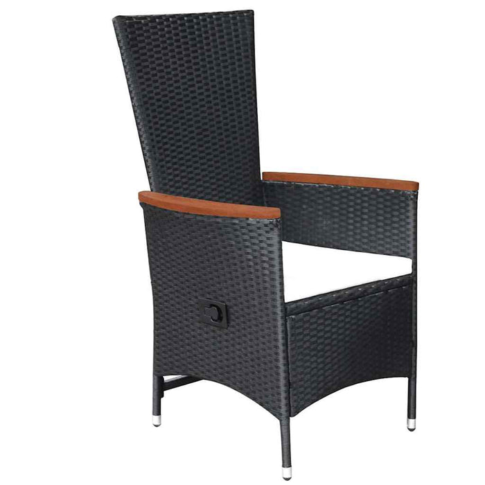Set mobilier de exterior cu perne, 9 piese, negru, poliratan WALTI