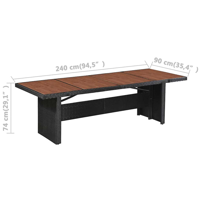 Set mobilier de exterior cu perne, 9 piese, negru, poliratan WALTI
