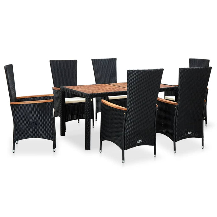 Set mobilier de exterior 7 piese negru poliratan lemn acacia WALTI
