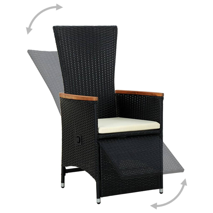 Set mobilier de exterior 7 piese negru poliratan lemn acacia WALTI