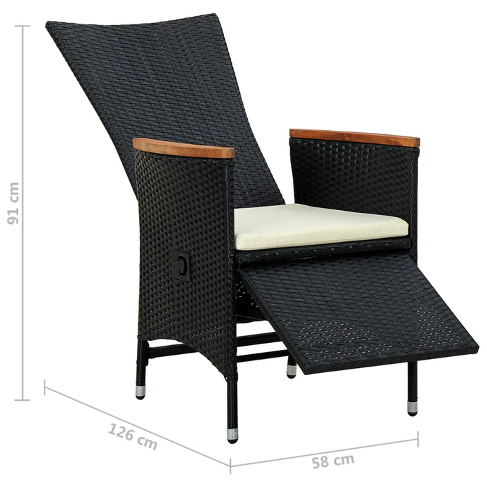 Set mobilier de exterior 7 piese negru poliratan lemn acacia WALTI