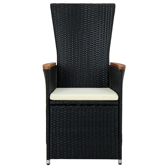 Set mobilier de exterior cu perne, 9 piese, negru, poliratan WALTI