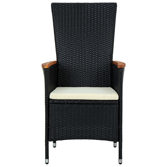Set mobilier de exterior cu perne, 9 piese, negru, poliratan WALTI