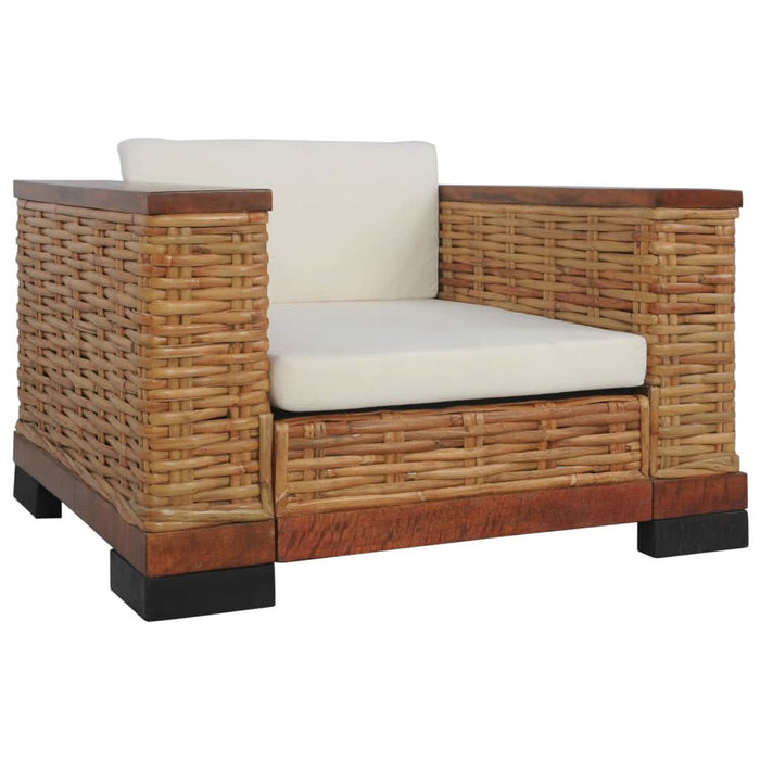 Set de canapele cu perne, 2 piese, maro, ratan natural - WALTI WALTI
