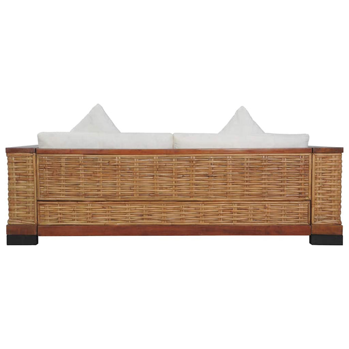 Set canapele cu perne, 2 piese, maro, ratan natural WALTI
