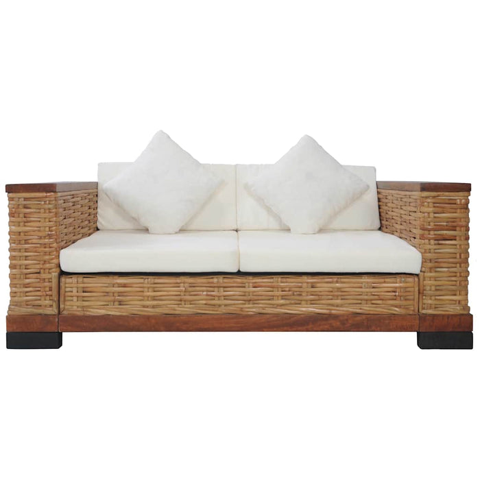 Set canapele cu perne, 2 piese, maro, ratan natural WALTI