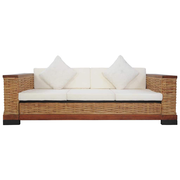 Set canapele cu perne, 2 piese, maro, ratan natural WALTI