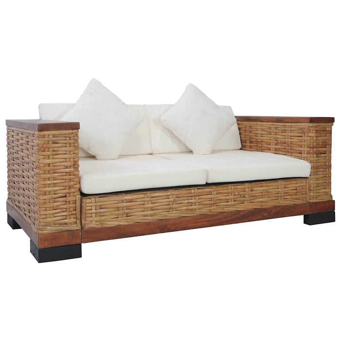 Set canapele cu perne, 2 piese, maro, ratan natural WALTI