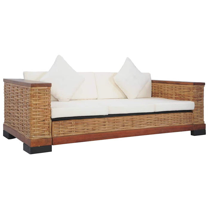 Set canapele cu perne, 2 piese, maro, ratan natural WALTI