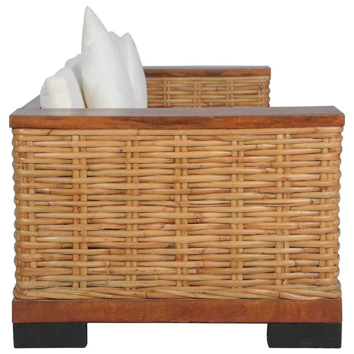 Set canapele cu perne, 2 piese, maro, ratan natural WALTI