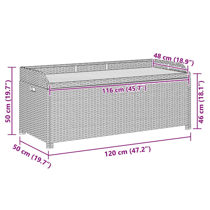 Bancă de depozitare pentru grădină, negru, 120 cm, poliratan - WALTI WALTI