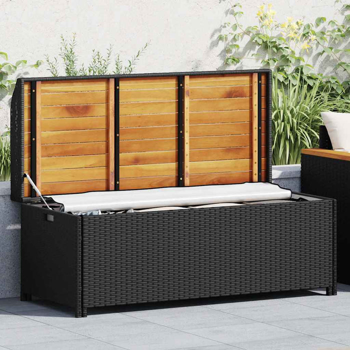 Bancă de depozitare pentru grădină, negru, 120 cm, poliratan - WALTI WALTI