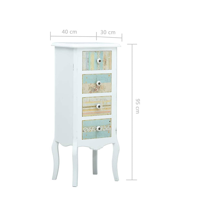 Dulap cu 4 sertare, alb, 40x30x95 cm, MDF WALTI