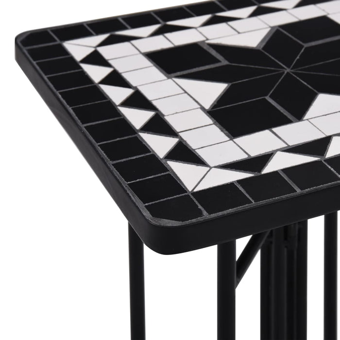 Masă laterală cu mozaic, negru și alb, ceramică - WALTI WALTI