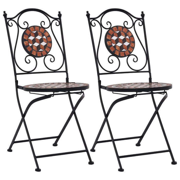 Scaune bistro cu mozaic, 2 buc., maro, ceramică - WALTI WALTI