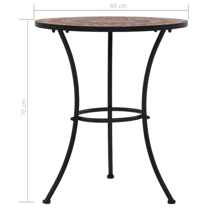 Masă de bistro mozaic, portocaliu/gri, 60 cm, ceramică - WALTI WALTI