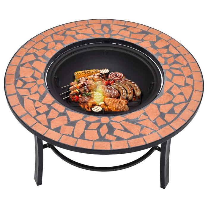 Vatră de foc cu mozaic, cărămiziu, 68 cm, ceramică - WALTI WALTI
