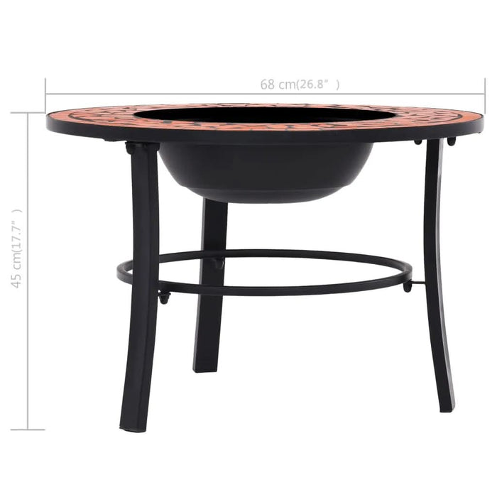 Vatră de foc cu mozaic, cărămiziu, 68 cm, ceramică - WALTI WALTI