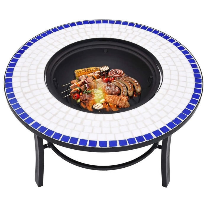Vatră de foc cu mozaic, albastru și alb, 68 cm, ceramică - WALTI WALTI