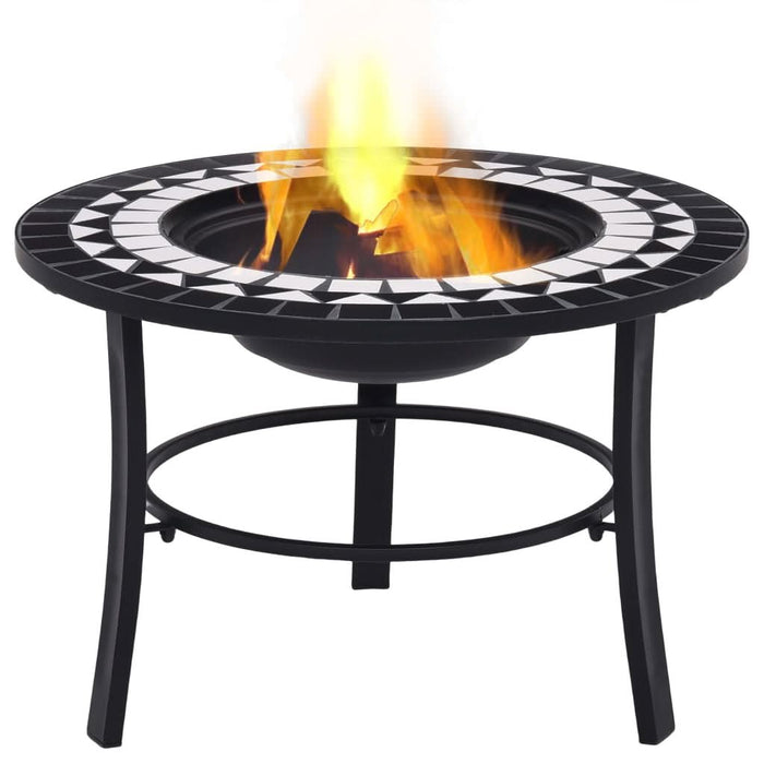 Vatră de foc cu mozaic, negru și alb, 68 cm, ceramică - WALTI WALTI