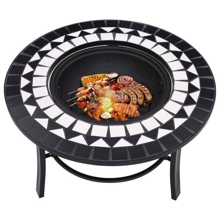 Vatră de foc cu mozaic, negru și alb, 68 cm, ceramică - WALTI WALTI