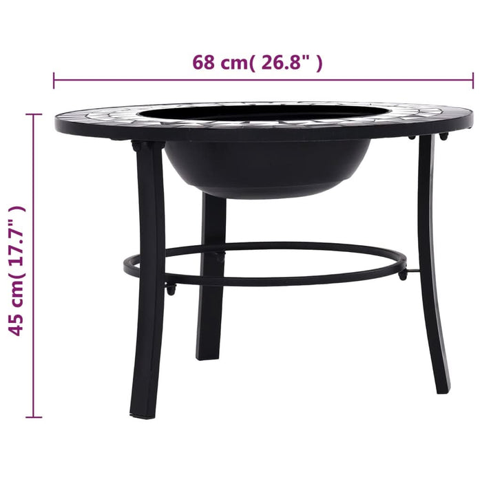Vatră de foc cu mozaic, negru și alb, 68 cm, ceramică - WALTI WALTI
