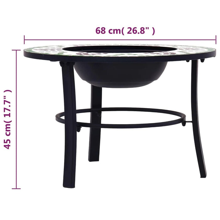 Vatră de foc cu mozaic, verde, 68 cm, ceramică - WALTI WALTI