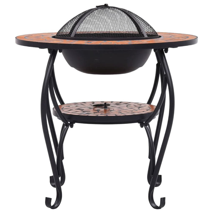 Masă cu vatră de foc, mozaic, cărămiziu, 68 cm, ceramică - WALTI WALTI