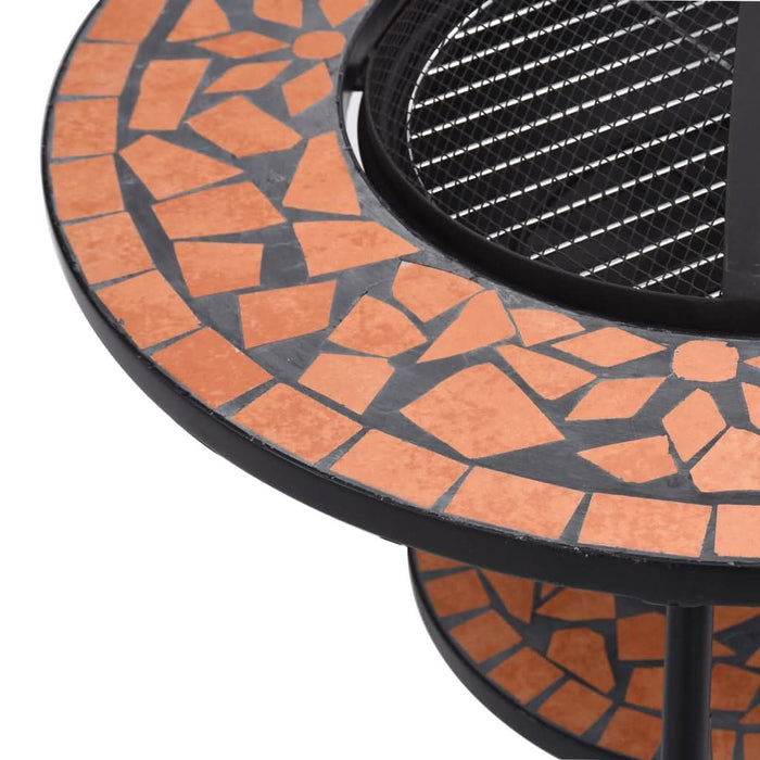 Masă cu vatră de foc, mozaic, cărămiziu, 68 cm, ceramică - WALTI WALTI