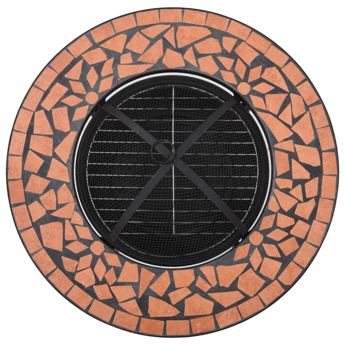Masă cu vatră de foc, mozaic, cărămiziu, 68 cm, ceramică - WALTI WALTI