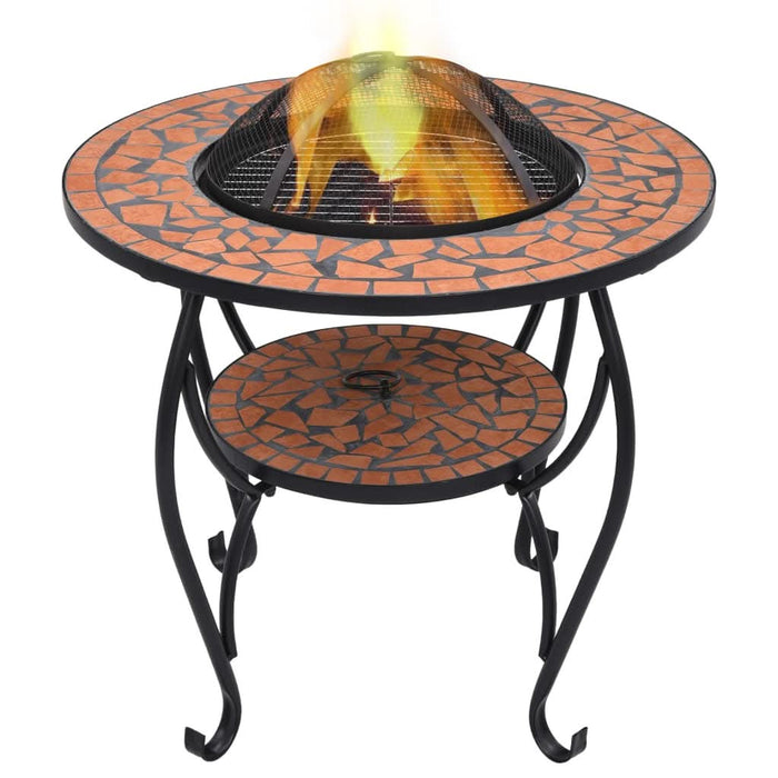Masă cu vatră de foc, mozaic, cărămiziu, 68 cm, ceramică - WALTI WALTI