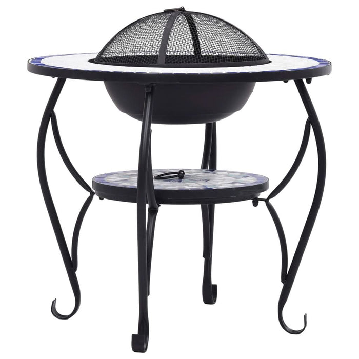 Masă cu vatră de foc, mozaic albastru și alb, 68 cm, ceramică - WALTI WALTI