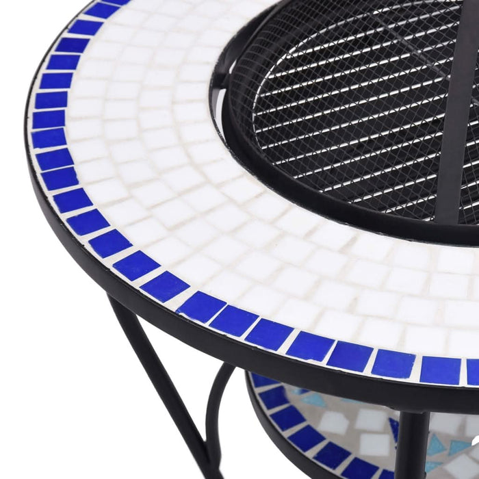 Masă cu vatră de foc, mozaic albastru și alb, 68 cm, ceramică - WALTI WALTI