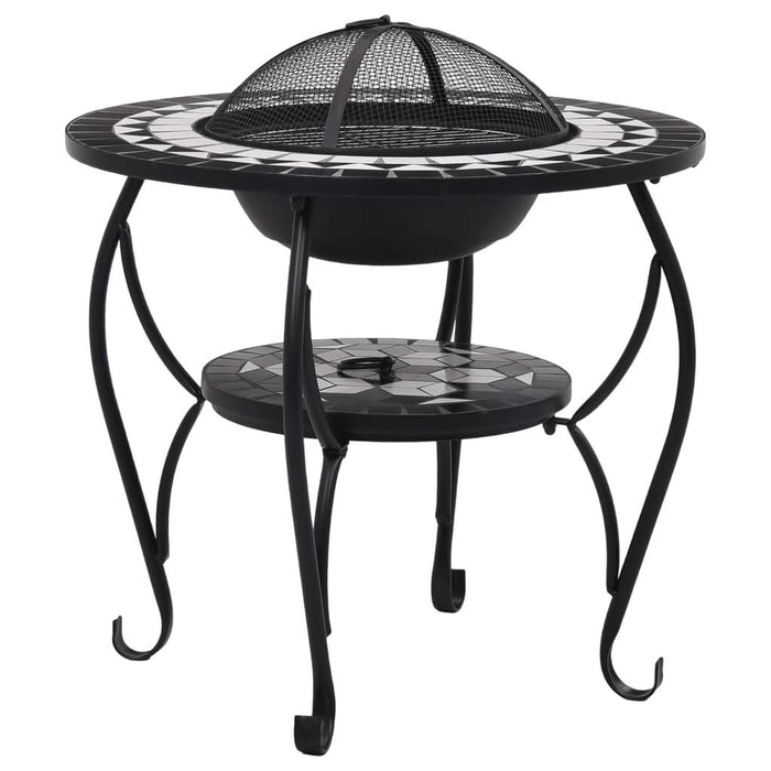 Masă cu vatră de foc, mozaic negru și alb, 68 cm, ceramică - WALTI WALTI