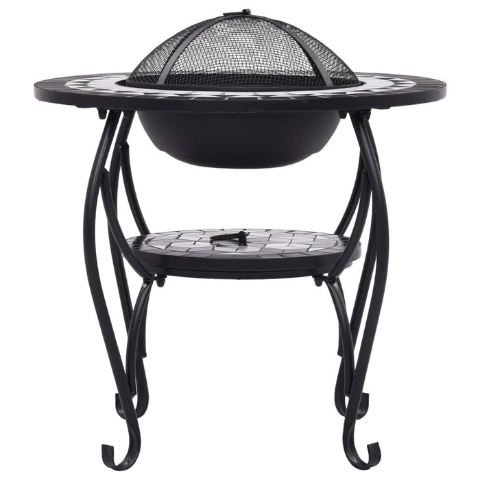 Masă cu vatră de foc, mozaic negru și alb, 68 cm, ceramică - WALTI WALTI